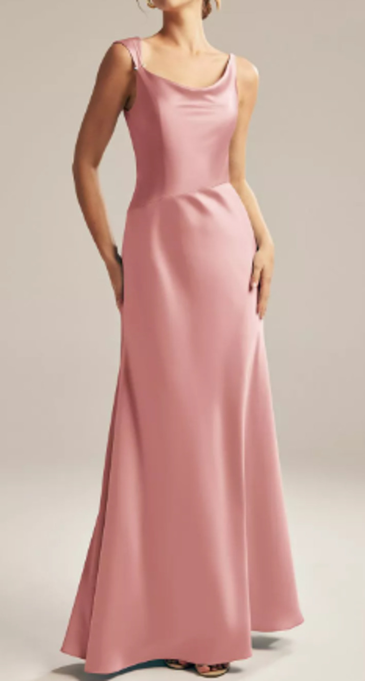 AW BRIDAL 6 S Rose Quartz Meggie satin formal bridesmaid party maxi dress 0B8